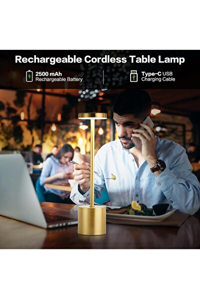ENAR Exivor Wireless Rechargeable LED Touch Table Lamp 1200mAh, 3 Color Temperatures, White