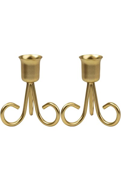 AZONEE حامل شموع ذهبي بسيط مدبب (قطعتان)