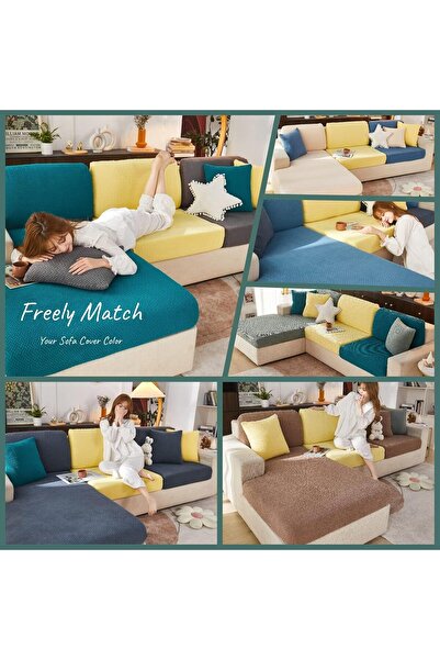 Generic Jonuiony 2024 Universal Wear-Resistant L-Shaped Split Sofa Cover — Camel-A (Backcover)