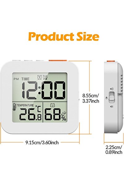 AZONEE Digital Shower Clock - Waterproof Bathroom Timer with Alarm, LCD, Temp & Humidity (White)
