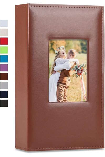 AZONEE ألبوم صور - يتسع لـ 300 صورة مقاس 4×6 بوصة، مع غطاء من جلد البولي يوري...