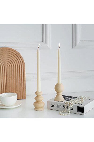 NALACAL Taper Ceramic Candle Holders, Matte Boho Knot Candlestick Holder Set (2 pcs)