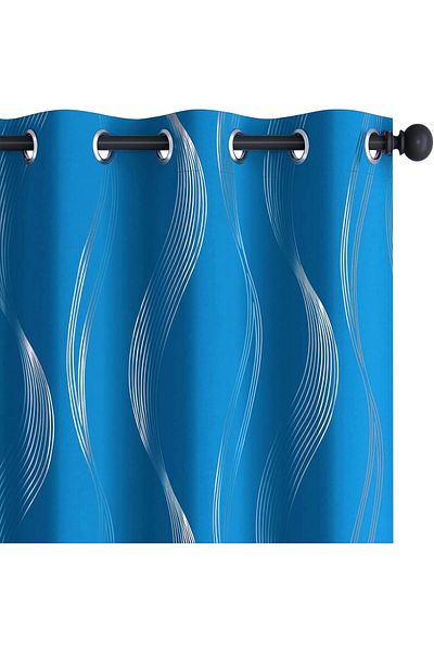 Generic Bolivia's Blackout Curtains, 2 Panels Silver Foil Print Thermal Insulated Black Out Curtains for Be