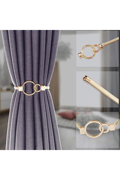 Generic 2 Pack Curtain Tiebacks, Aluminum Alloy Spring Design Curtain Holdback, Shiny Metal Curtain Tieback