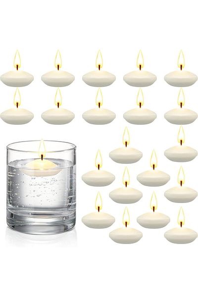 Generic Nuanchu 20 Pcs 1.5 Inch Small Unscented Floating Candles for Wedding Centerpieces Floating Pool Can