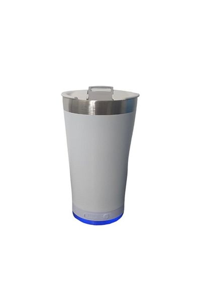 ABYZ Cană termos din oțel inoxidabil, cu 2 straturi, capac de 500 ml, cu desfăcător de sticle și încărcare prin USB, alb