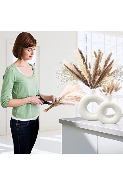 mCherry White Ceramic Vase Set, Round Matte Pampas Flower Vases, Minimalist Nordic Boho (2PC M+L)