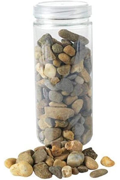 Other Decorative Glass Jar with Natural Polished Stones - Set of Two