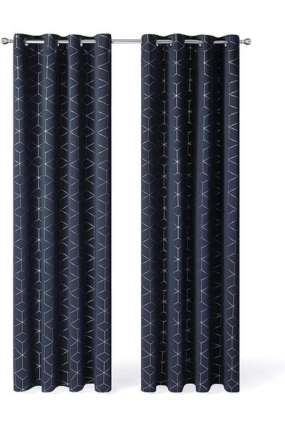 Generic Arabest Blackout Curtains, 2 Panels Decorative Diamond Foil Printed Thermal Insulated Privacy Prote