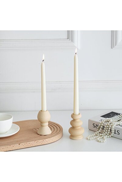 NALACAL Taper Ceramic Candle Holders, Matte Boho Knot Candlestick Holder Set (2 pcs)