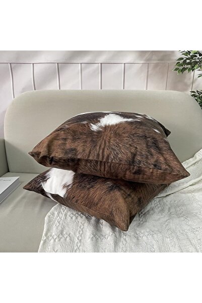 Generic 18×18 in Pillow Covers Set of 2 – Cow Print, Hidden Zipper, Cotton, TOMWISH