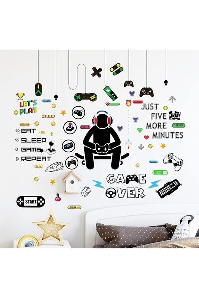 TERRIFI Gamer Wall Decal, Video Game Controller Wall Stickers, Removable PVC ...