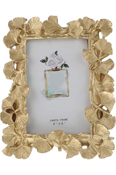 SWIUKPHE إطار صورة من أوراق الجنكة الذهبية المصنوعة من البولي راتنج - عتيق، مقاس 4×6 (6.5×8 بوصة)