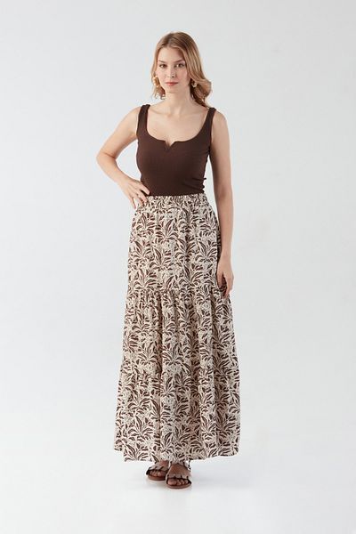 Fulla Moda Patterned Elastic Waist Skirt