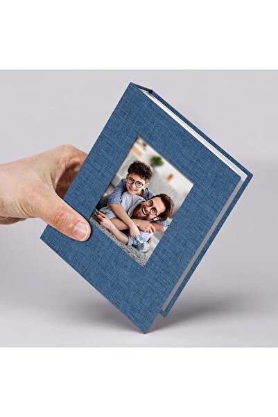 Defsedar ألبوم صور كتان صغير، 4×6، 26 صفحة، يحمل 52 صورة، أزرق