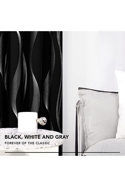 Generic Arabest Blackout Curtains, Silver Foil Print Thermal Insulated Privacy Protection Room Darkening Cu