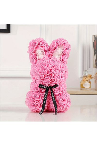 Choice Pink WhiteEAR 1pc 25cm Eternal Artificial Flower Rose Rabbit Romantic Gift For Birthday Anniversary