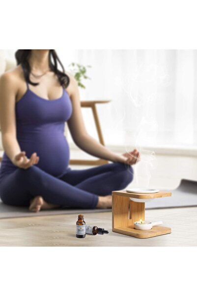Khazna Wooden Essential Oil Burner with Ceramic Bowl - Tealight Wax Melt Heater (2 Pack)