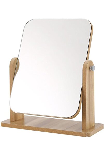 Saharaz Rotation Makeup Mirror with Wood Stand,360° High-Definition Make Up M...