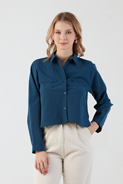 Fulla Moda قميص خلفي طويل بجيب أساسي