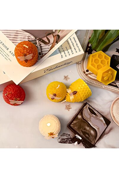 Generic Lacaser Beeswax Candle Set (12) Bee-Shaped Unscented Dripless Smoke-Free 4×5 cm Yellow