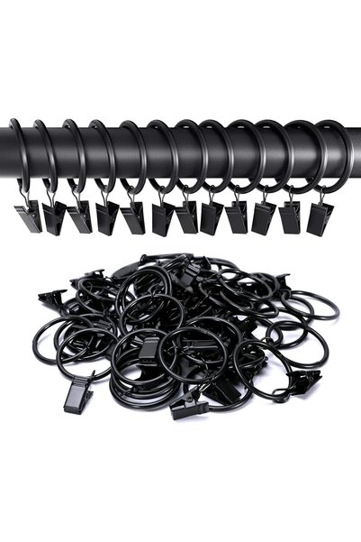 Arabest Metal Openable Curtain Rings with Heavy Duty Clips,30 Pieces,Rustproo...