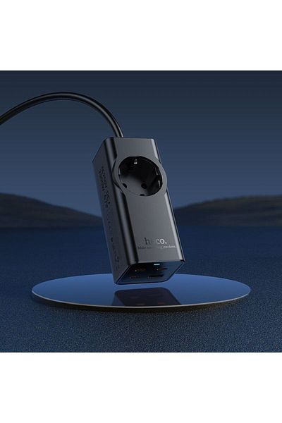 REDz Accessories Cablu prelungitor cu încărcător integrat, USB 3x Type-C, Qc3.0, 3a, 67w, Ns9, 2m, negru