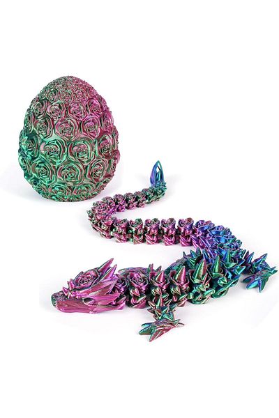Generic 3D Printed Rose Dragon Egg, Flexible Articulated Dragon with Rose Egg, Multi Color 3D Printed Gift,