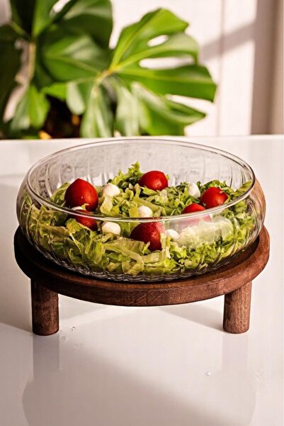 EG75 Diamond Patterned Large Size (24cm) Handmade Glass Salad and Appetizer Bowl