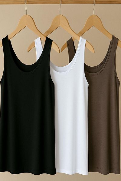 COTENCONCEPT Μπλουζάκι 3 τεμαχίων A-Line Plus Size Βαμβακερό λουράκι