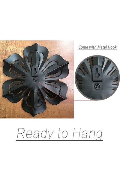 Generic Metal Flower Wall Art Decor, 8.3" Rustic Modern Floral Sculpture (Grey & Gold)