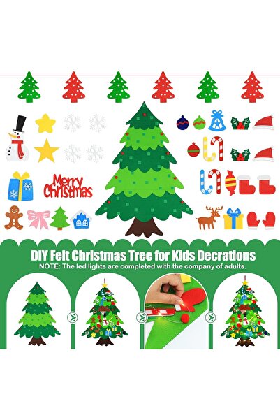 Goodern Felt Christmas Tree Set - DIY Wall Hanging with 32 Detachable Ornamen...