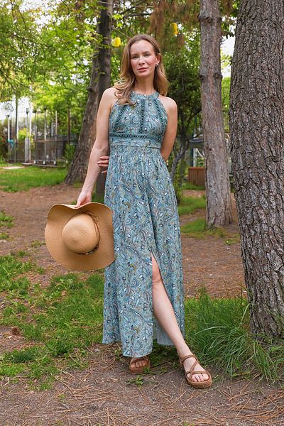 Fulla Moda Ethnic Print - Φόρεμα με χαμηλή κοπή στην πλάτη και σκίσιμο