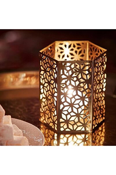 IKEA (IKEA) Small gold candle holder with inner glass cup – elegant stainless...