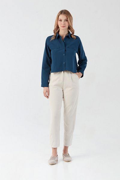 Fulla Moda Linen Trousers with Zipper Pockets