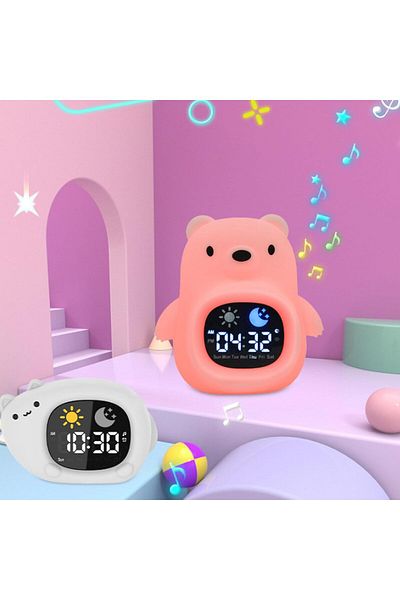 Generic Tazweeq Kids Alarm Clock, with White Noise Sound Machine, Clock for Kids, Cat-Shaped Cute Toddlers