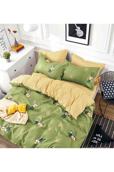 JOJO Elegant 6-piece Linen Set with Elastic in Fine Cotton, Bed Sheet 180x200cm, 2-Person Bed