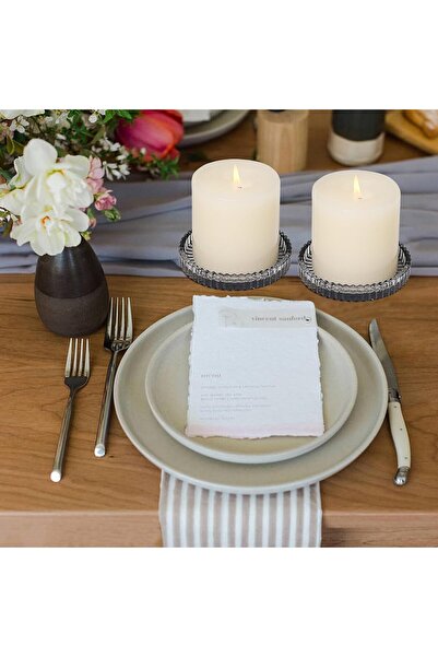 mCherry 6 Pack Glass Candle Holders, 4" Round Plate for Pillar Candles (Gray)