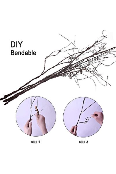 Generic FeiLix 10PCS Curly Willow Branches, 30.7in Decorative Artificial Twigs, Brown