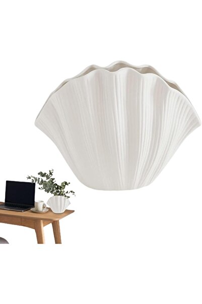 NALACAL Shell Vase White - Seashell Shaped Ceramic Art Vase (Model B, Small)