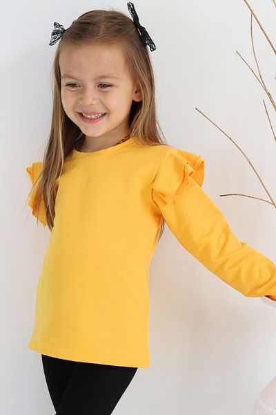 Parla Kids Hanorac pentru fată, cu umăr galben, cu volan, cu gâtul triplu