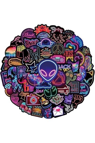 Generic 50 Pcs Cool Neon Stickers, Water Bottle Stickers, Sticker Pack For Kids Adults Teens, Waterproof Vi