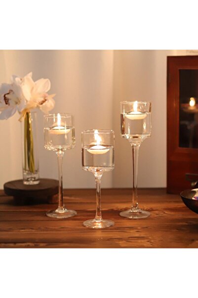 Samsung Glass Candle Holder – Clear Tall Hurricane Set for Weddings & Home Decor (Small Set)