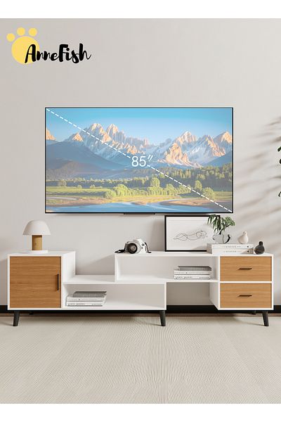 AnneFish TV Stand Table For TV Up To 85 Inch Modern Entertainment Center Industrial Media TV Console Table