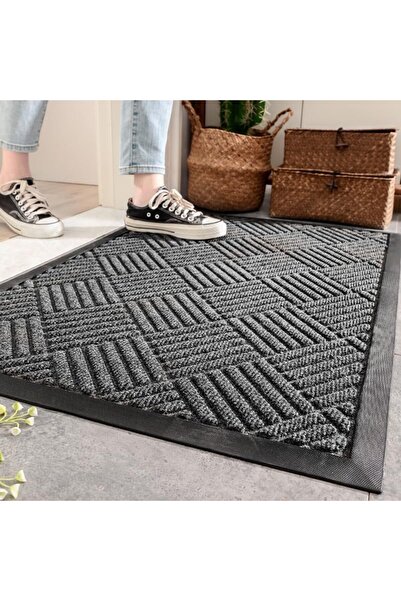 Generic Front Door Mat Outside Entrance- 45 x 75 cm, Dark Grey Entrance Mat A...