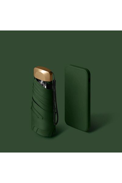 Choice Dark Green Mini Sun Umbrella Vinyl Folding Umbrella UV Ultraviolet Protection Small Pocket Rain Umbr