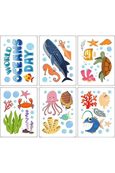 Generic 6-piece Non-Slip Bath Stickers - Sea Creatures Adhesive Bath & Wall Decals for Kids