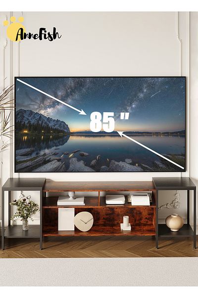 AnneFish TV Stand Table For TV Up To 85 Inch Modern Entertainment Center Industrial Media TV Console Table