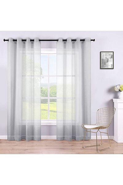 Generic Arabest Sheer Curtains, 2 Panels Semi Transparent Basic Rod Pocket Voile Window Curtain Panels for