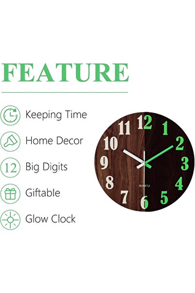 X SPRING Luminous Wooden Wall Clock (30 cm)